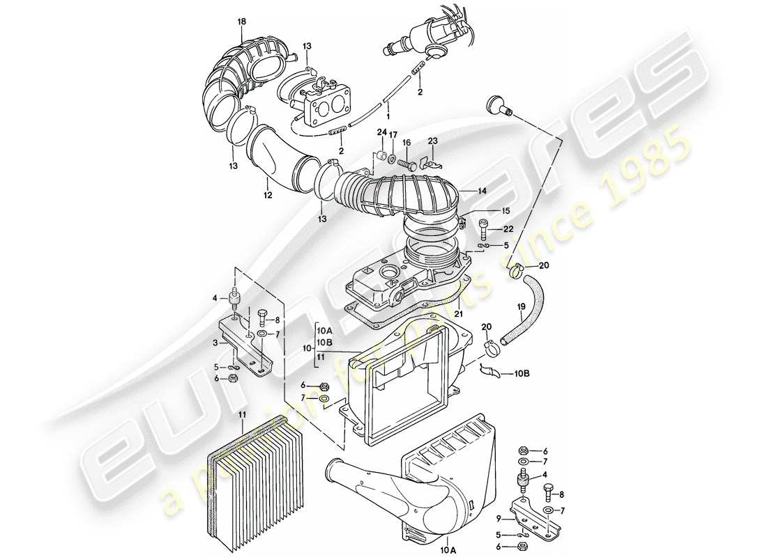 porsche 1979 (924) sistema di depurazione dell'aria diagramma delle parti
