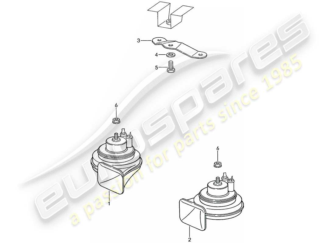 porsche 1990 (944) diagramma delle parti del corno