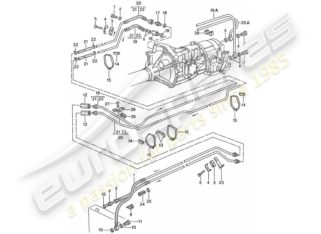 porsche 1990 (944) raffreddamento olio - per - cambio automatico - d >> - mj 1989 schema delle parti
