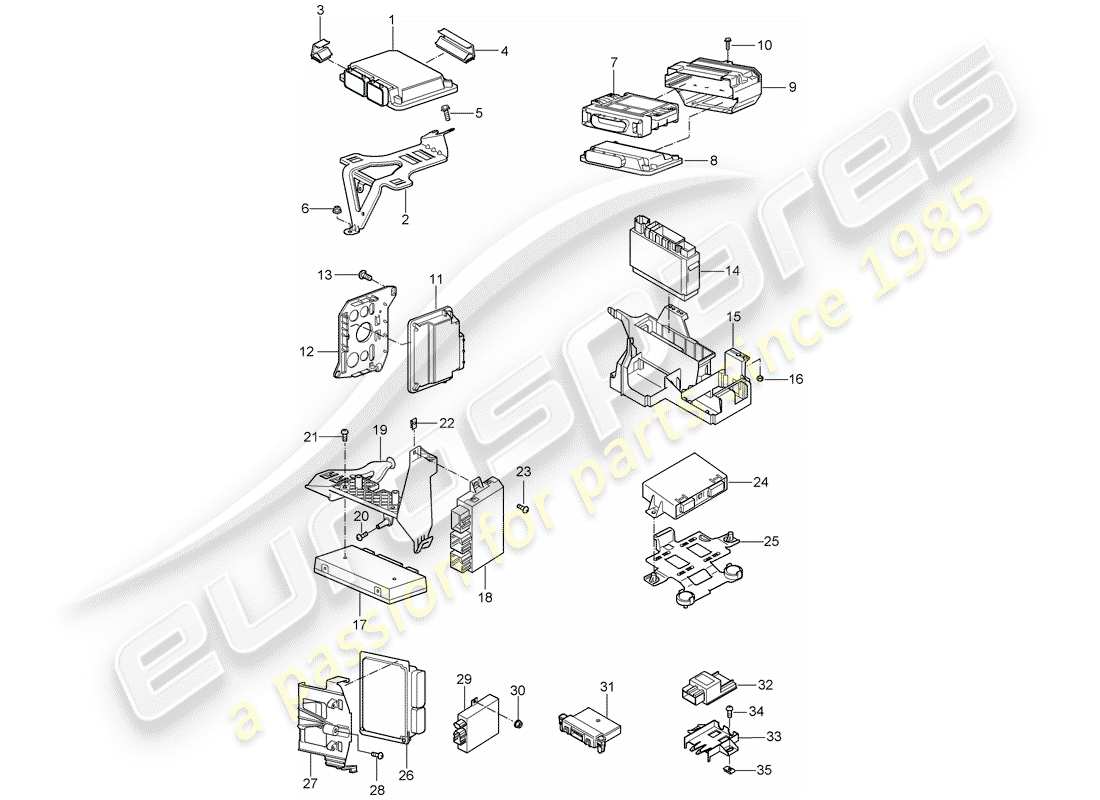 porsche 2005 (cayenne e1 9pa) unità di controllo diagramma delle parti