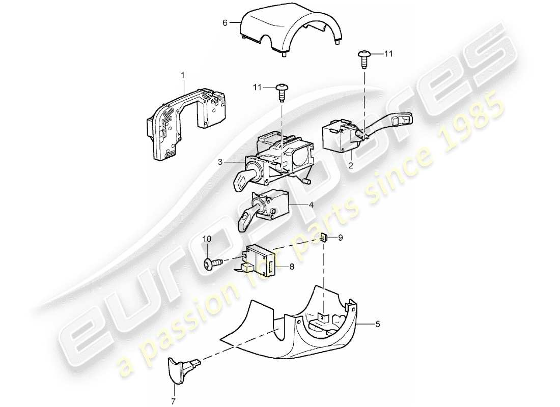 porsche 2005 (cayenne e1 9pa) interruttore piantone sterzo diagramma delle parti