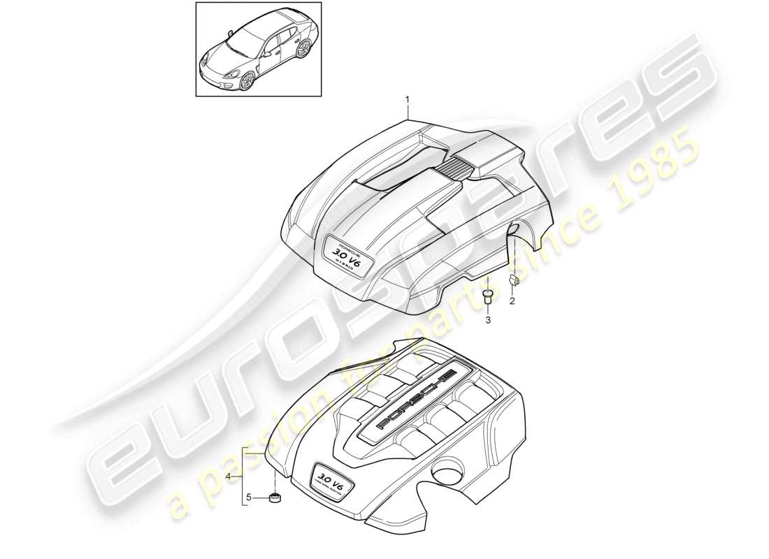 porsche 2010 (cayenne e1 9pa) copertura motore diagramma delle parti