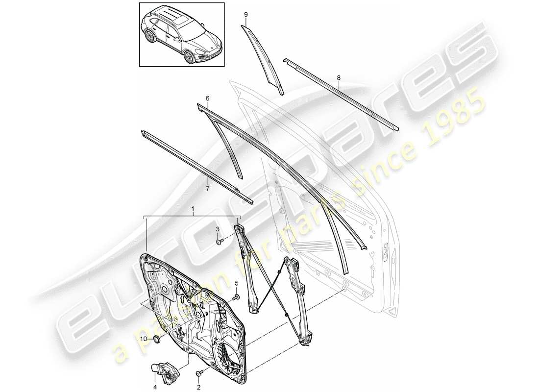 porsche 2012 (cayenne e2 92a) regolatore della finestra diagramma delle parti