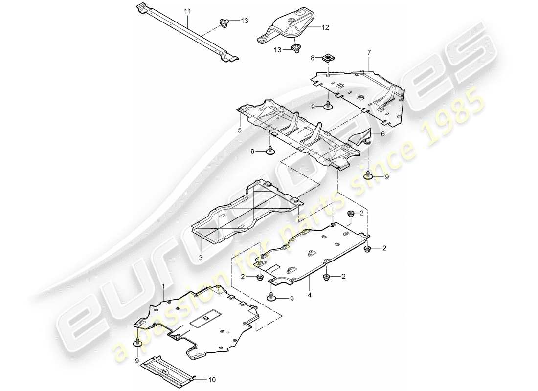 porsche 2007 (997-1 turbo / gt2) finiture diagramma delle parti