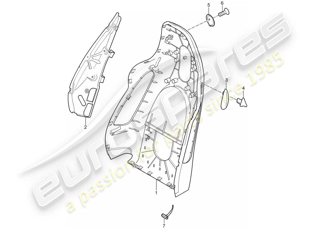porsche 2009 (997-2 gt3) guscio dello schienale diagramma delle parti