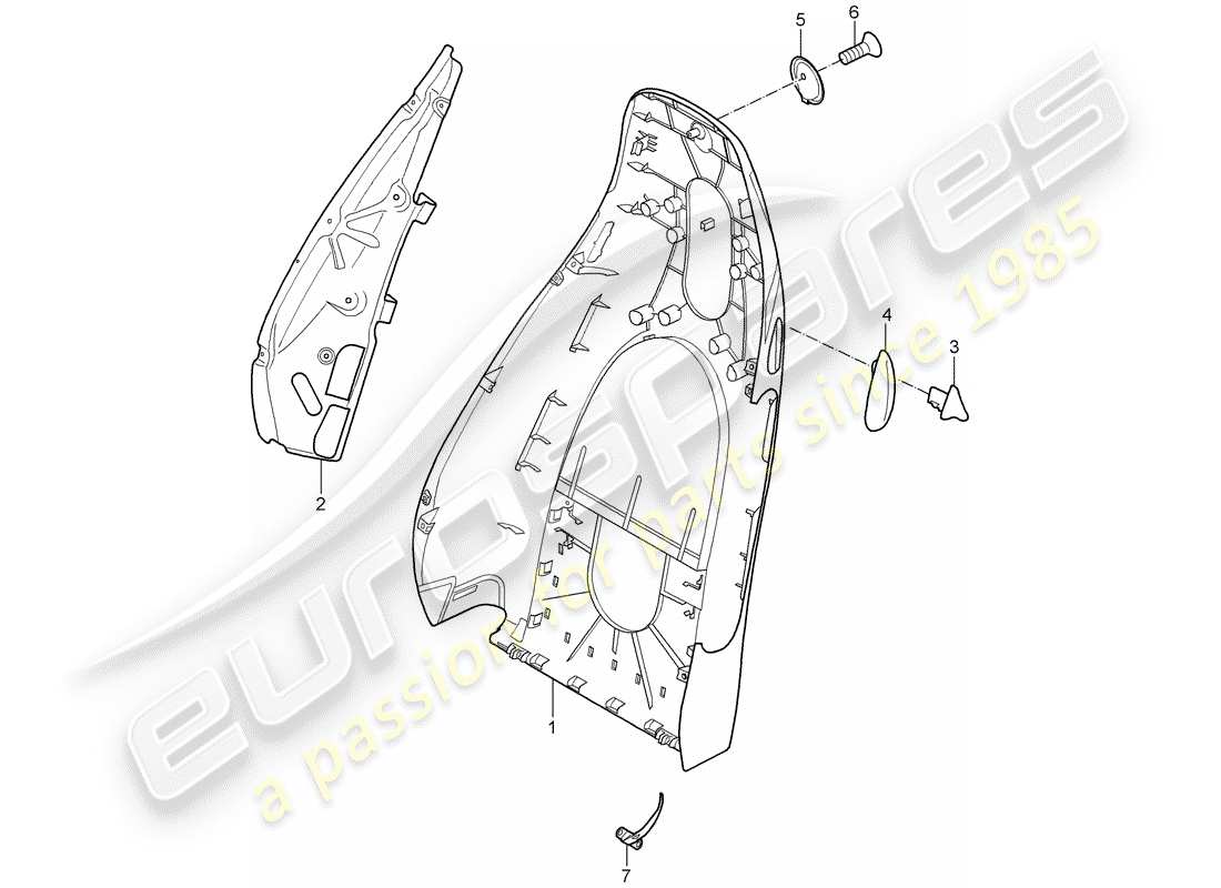 porsche 2005 (997-1) guscio dello schienale diagramma delle parti