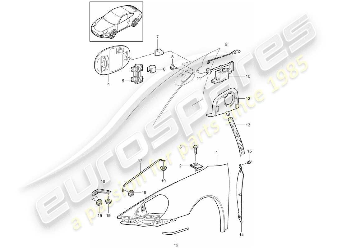 porsche 2012 (997-2) parafango diagramma delle parti