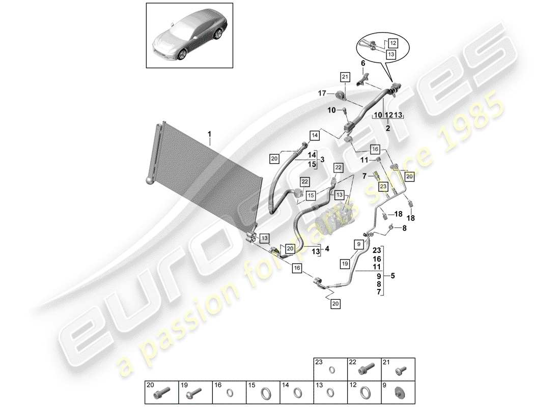 porsche 2017 (panamera 971-1) schema delle parti del circuito frigorifero