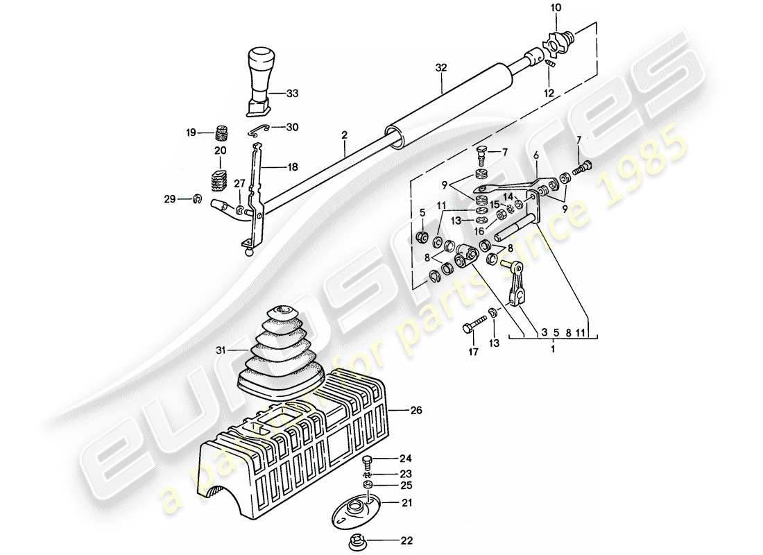 porsche 1979 (924) meccanismo del cambio - cambio manuale diagramma delle parti