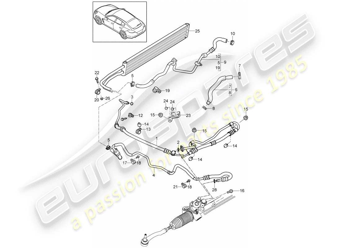 porsche 2011 (panamera 970) schema delle parti servosterzo
