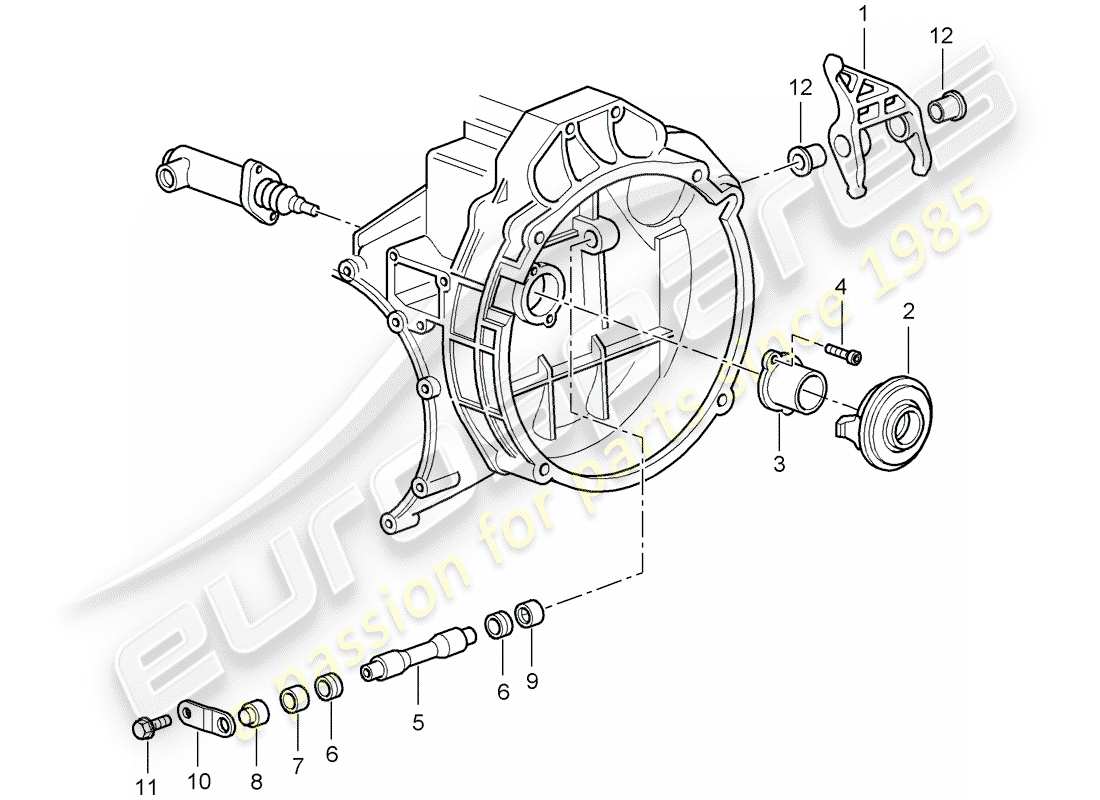 porsche 2009 997-2 turbo / gt2 schema delle parti di rilascio della frizione