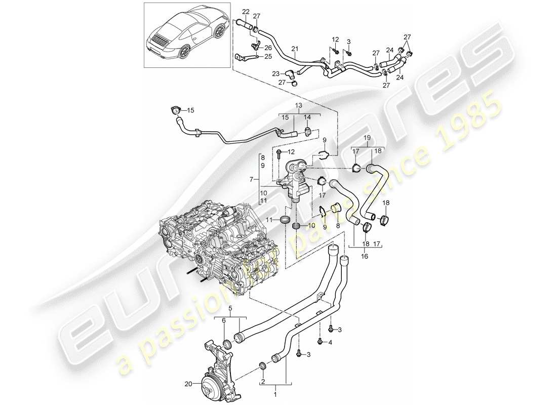 porsche 2009 (997-2) connessione diagramma delle parti