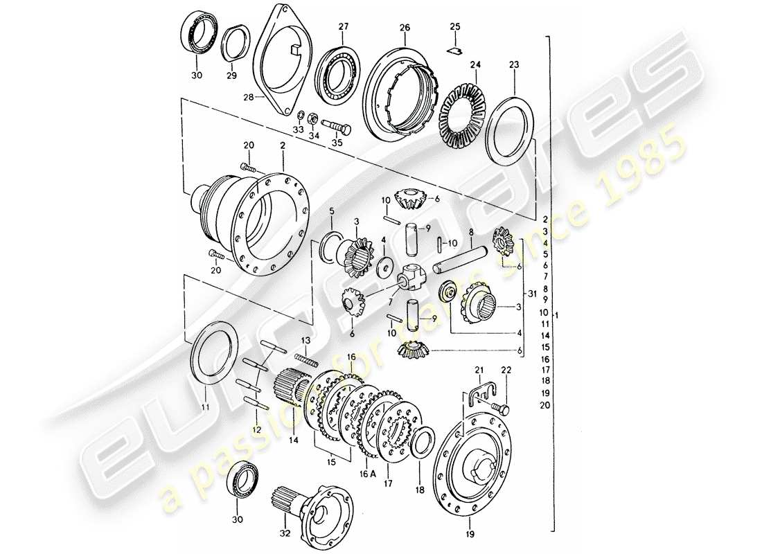 porsche 1994 (928) cambio automatico - porsche - differenziale a slittamento limitato schema delle parti