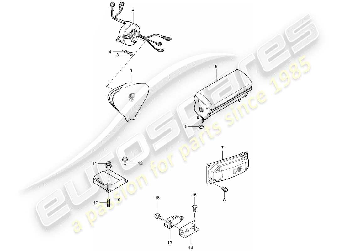 porsche carrera gt (2006) diagramma delle parti dell'airbag