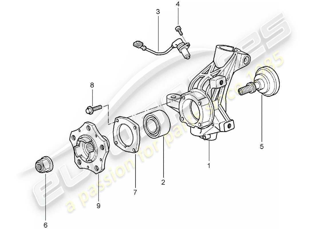 porsche 2007 (987 boxster) portaruota diagramma delle parti
