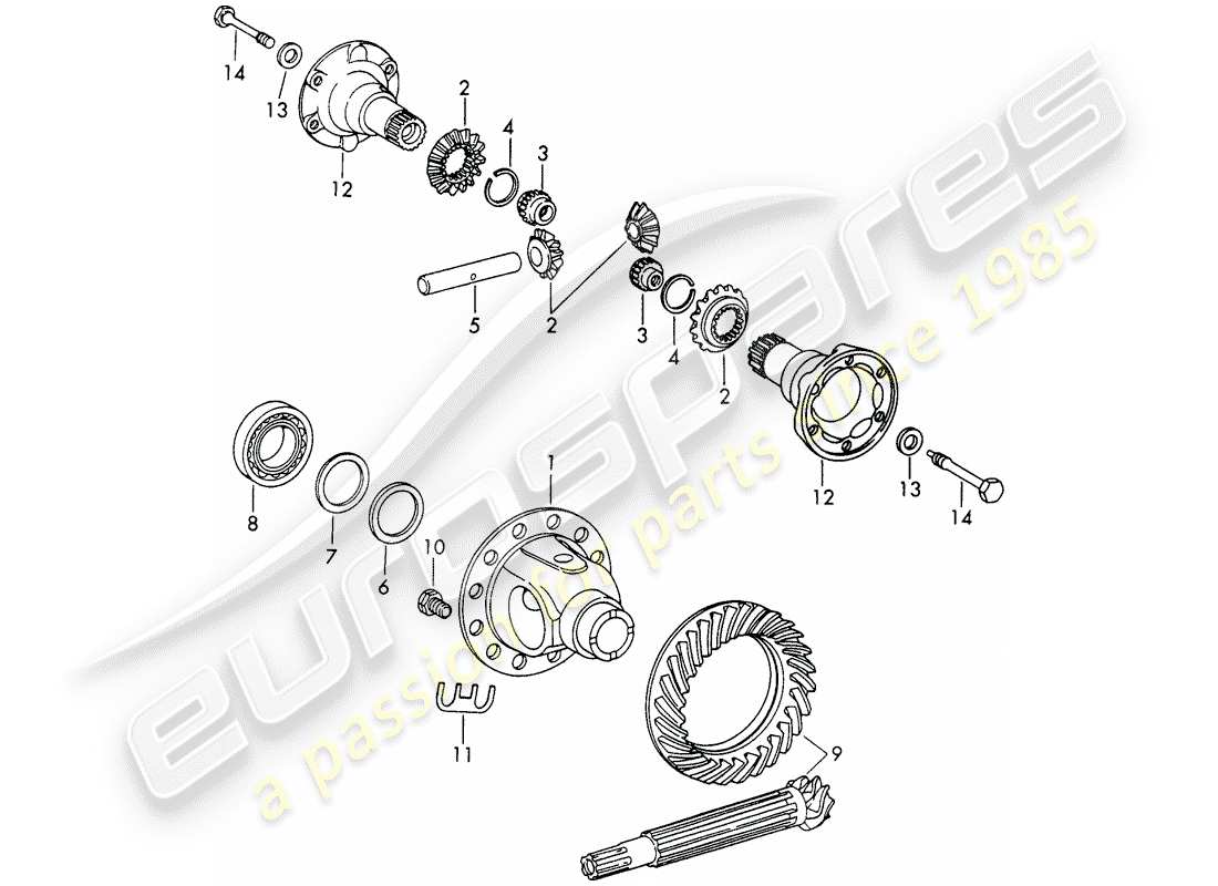 porsche 911/912 (1966) differenziale - - d - mj 1968>> - mj 1968 diagramma delle parti