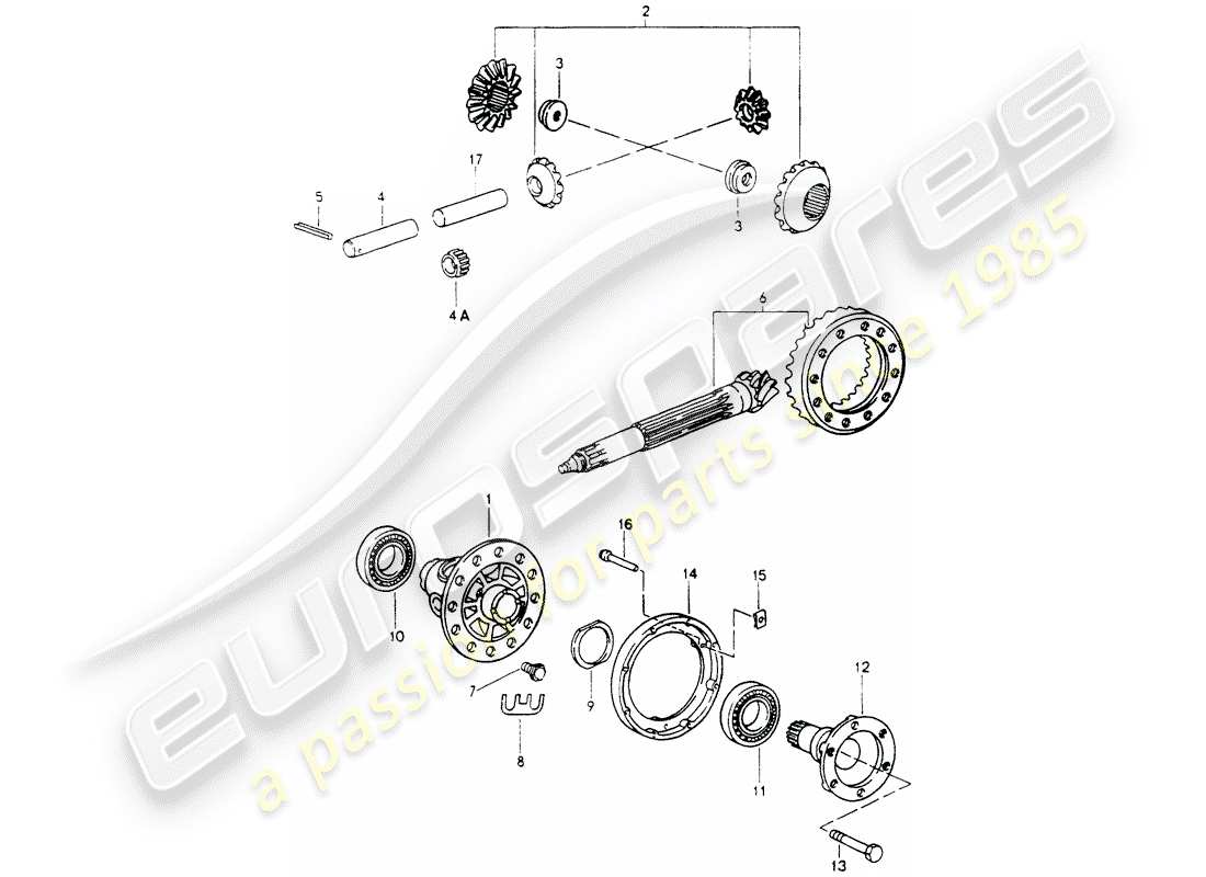 porsche 1990 (964) differenziale diagramma delle parti