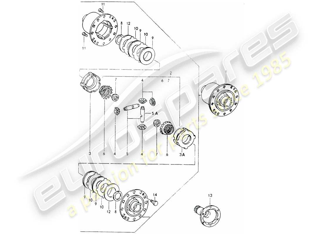 porsche 1994 (964) differenziale di slittamento limitato diagramma delle parti