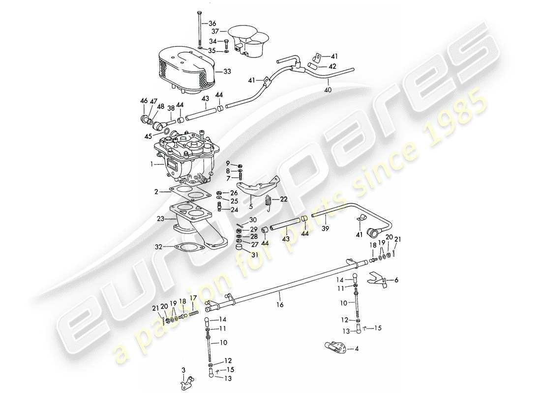 porsche 1963 (356b/356c) carburatore e linea di alimentazione carburante schema delle parti