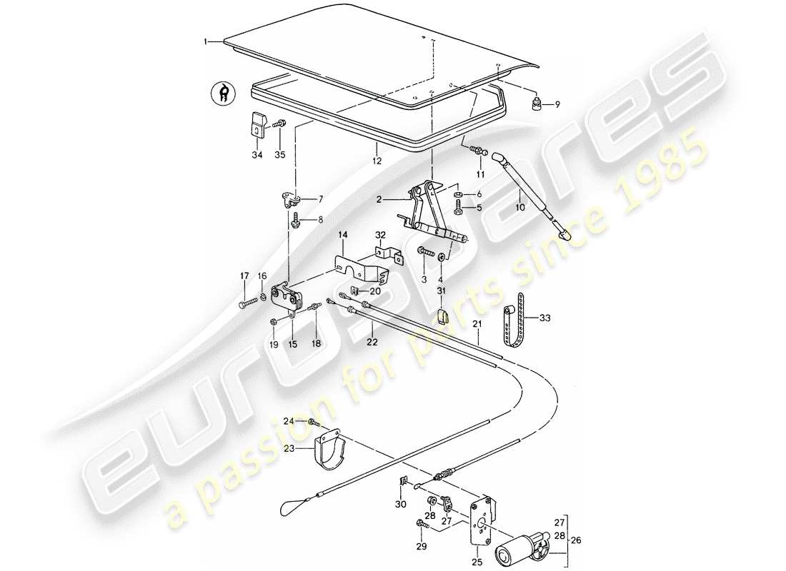 porsche 1995 (968) coperchio baule posteriore diagramma delle parti
