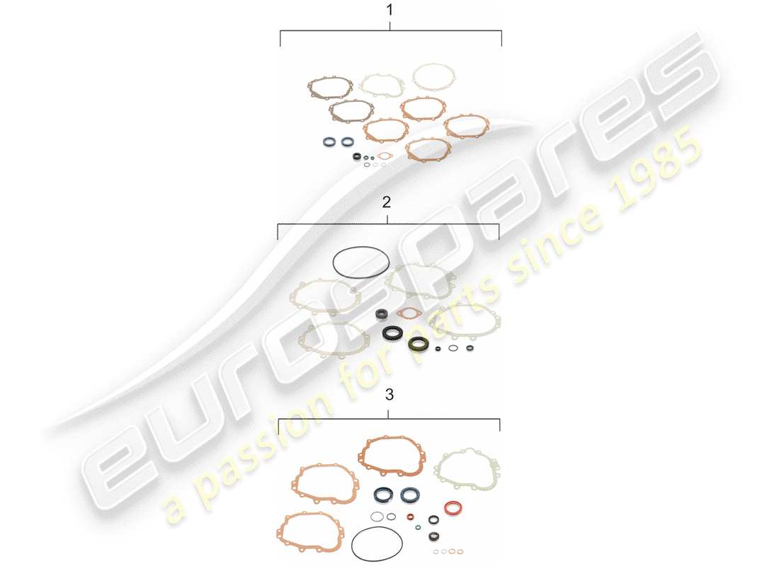 porsche 1966 (911/912) trasmissione di ricambio - kit di riparazione - set guarnizioni diagramma delle parti