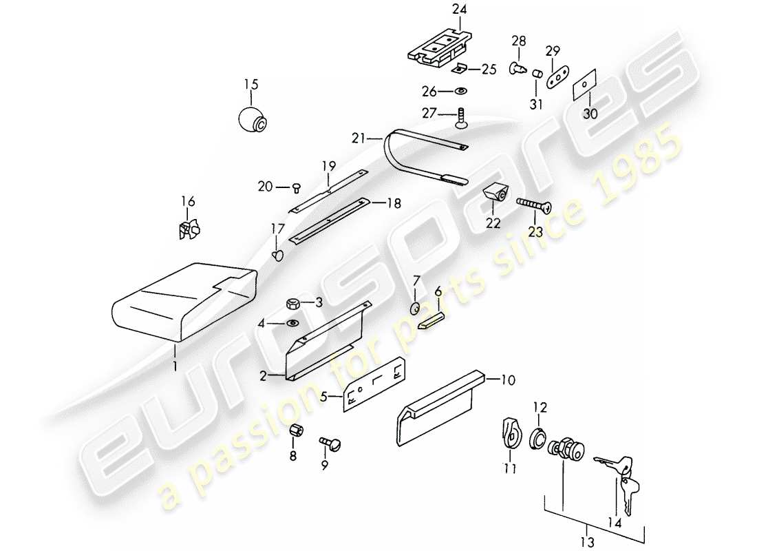 porsche 1966 (911/912) scatola di guanti diagramma delle parti