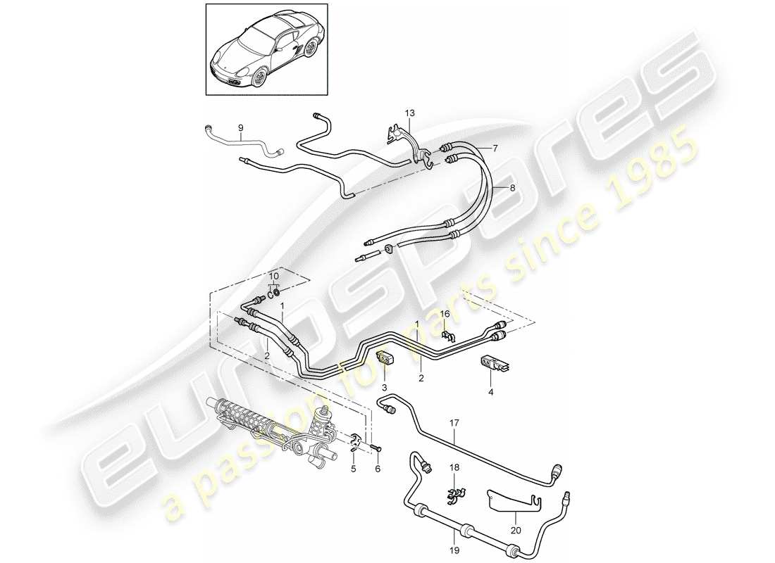 porsche 2011 (987 cayman) servosterzo diagramma delle parti