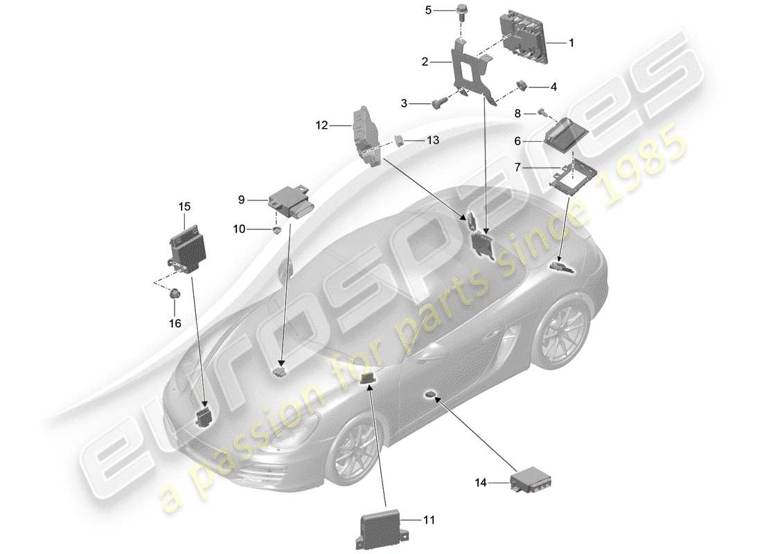 porsche 2014 (981 boxster) unità di controllo diagramma delle parti