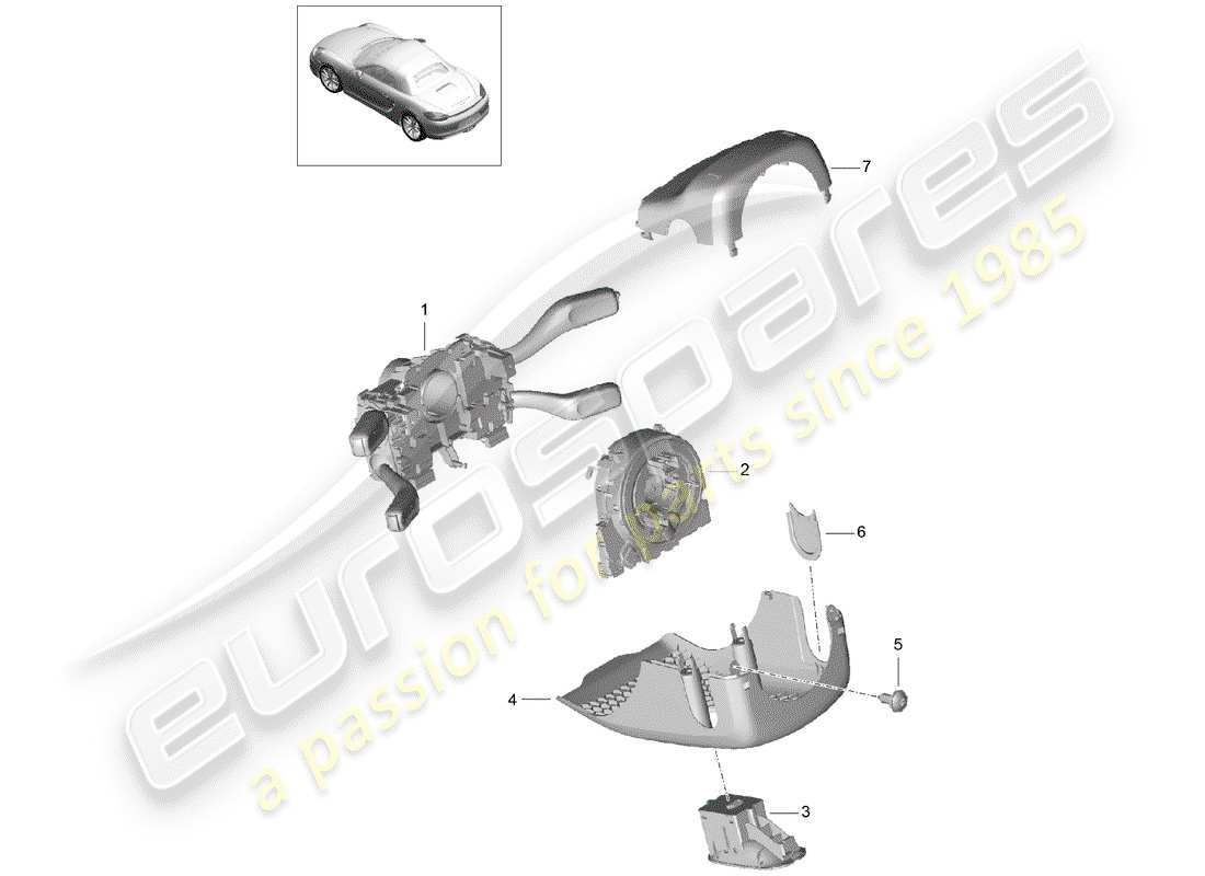 porsche 2014 (981 boxster) interruttore piantone sterzo diagramma delle parti