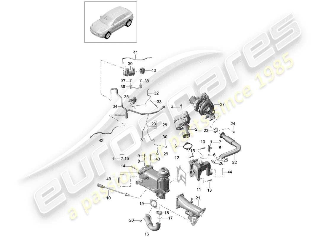 porsche 2016 (macan) ricircolo scarico schema delle parti