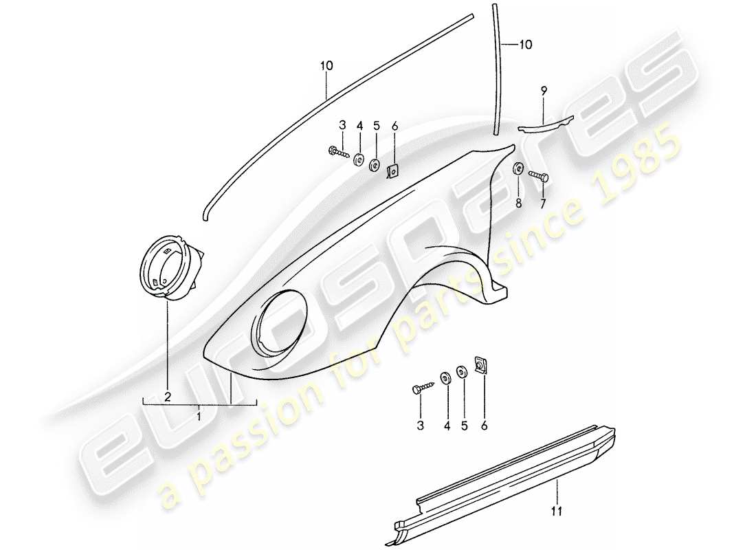 porsche 1988 (959) pannellatura esterna diagramma delle parti