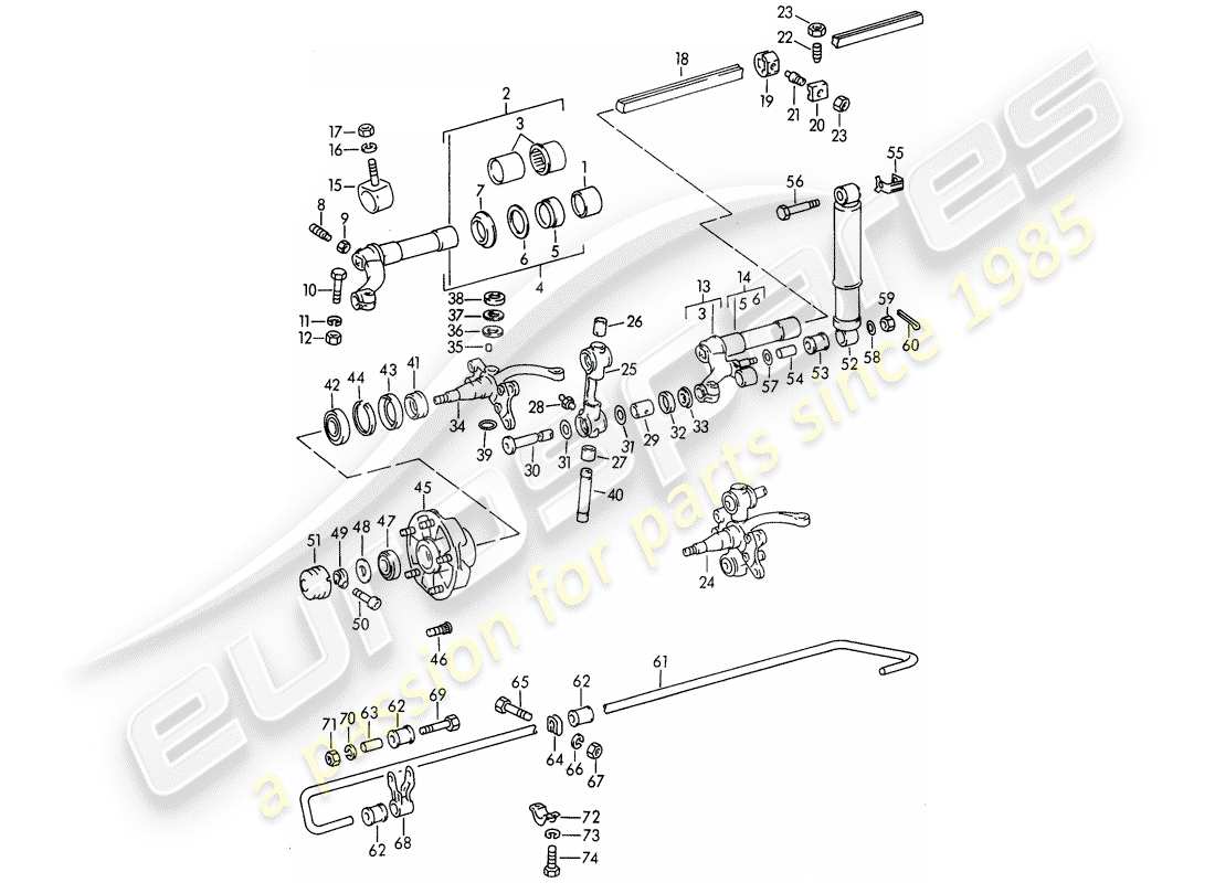 porsche 1964 (356b/356c) assale anteriore - schmierstoffe diagramma delle parti