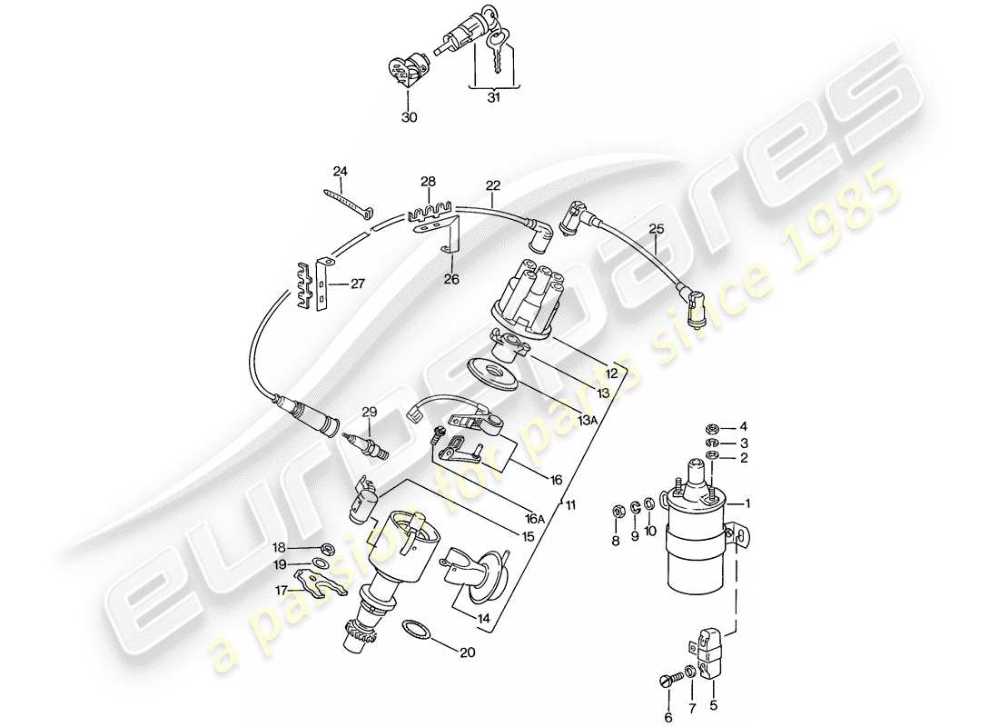 porsche 1979 (924) impianto elettrico del motore 1 diagramma delle parti