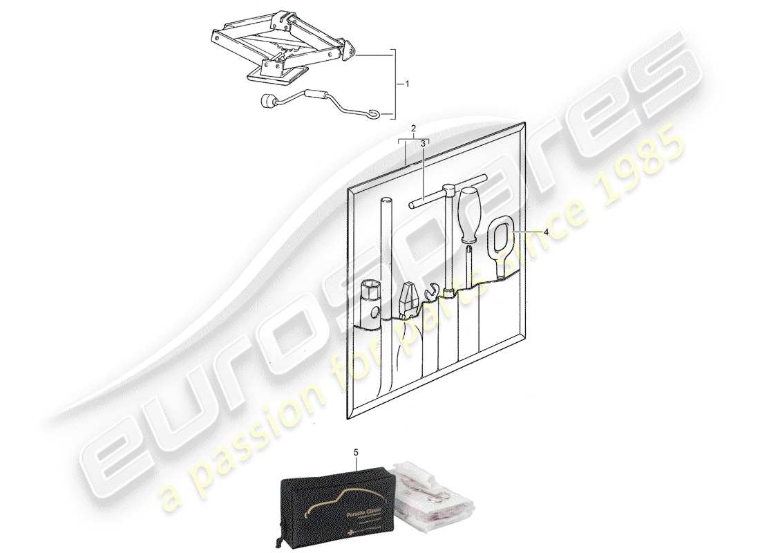 porsche 1988 (924s) accessori - attrezzo - kit pronto soccorso diagramma delle parti