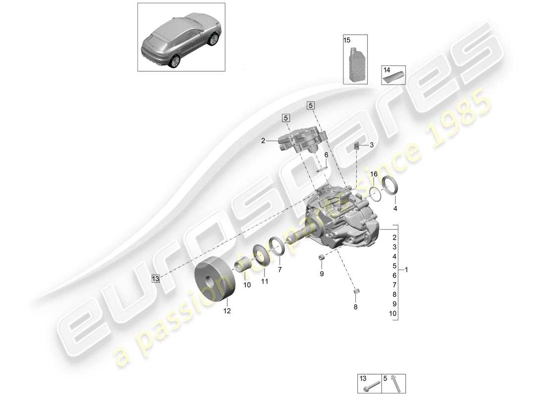 porsche 2019 (macan) scatola di trasferimento diagramma delle parti