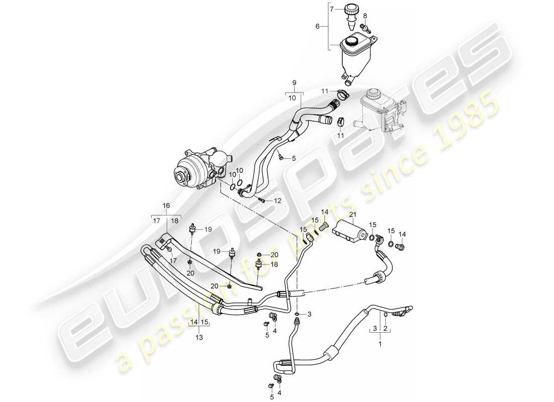 porsche 2008 (cayenne e1 9pa) schema delle parti servosterzo
