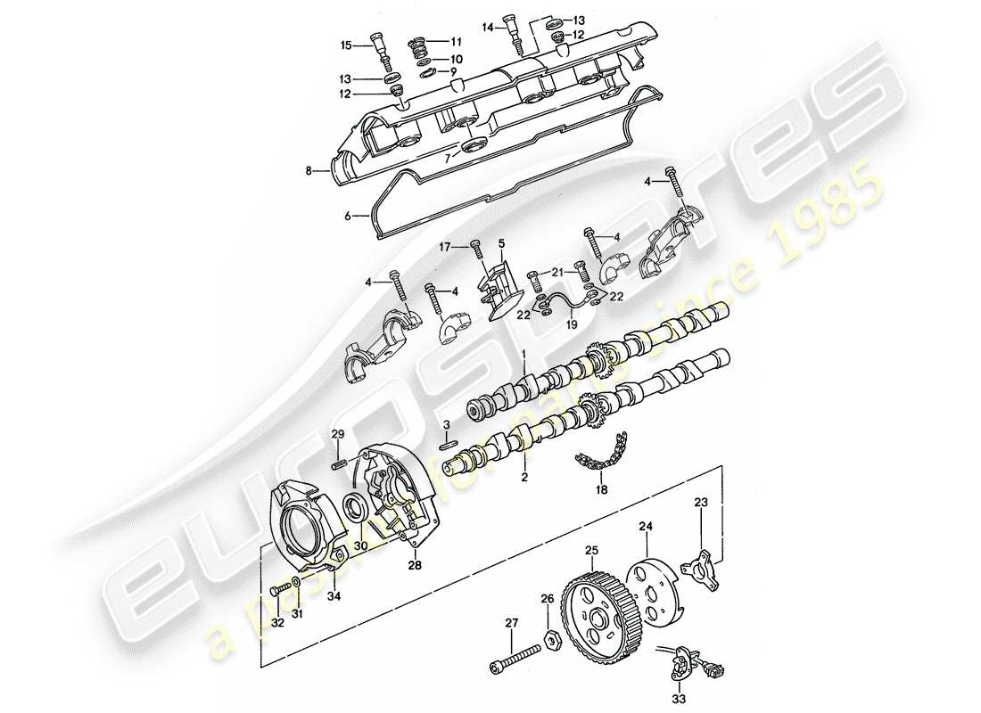 porsche 1990 (944) albero a camme diagramma delle parti