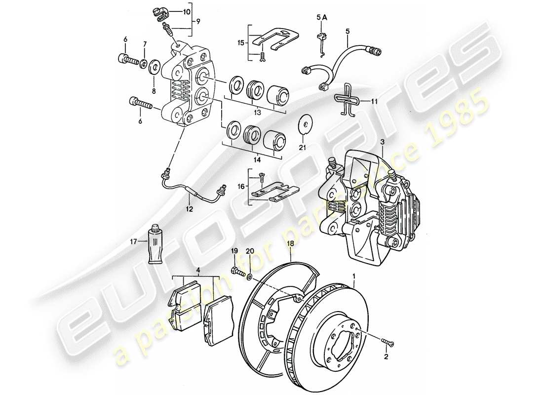 porsche 1991 (944) freni a disco - assale posteriore diagramma delle parti