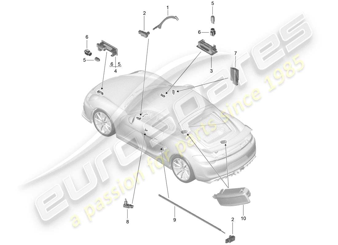 porsche 2016 (981 cayman gt4) illuminazione interna diagramma delle parti