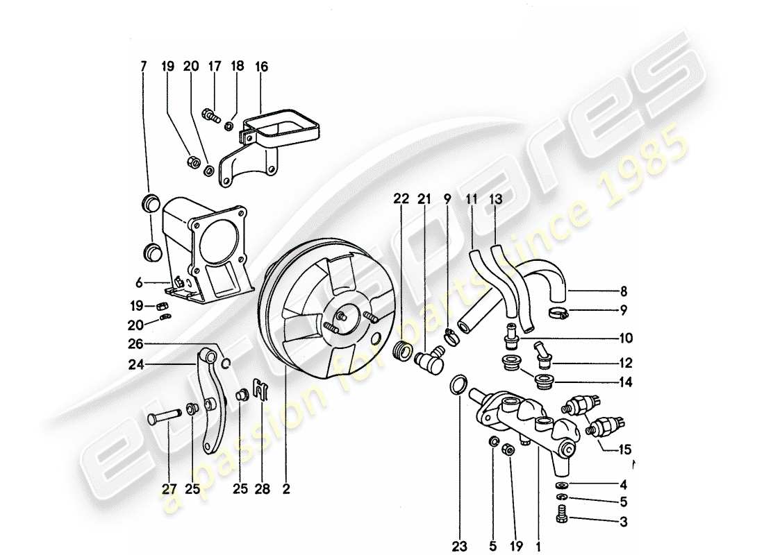 porsche 1977 (911) pompa freno - per veicoli con - servofreno - d - mj 1977>> schema delle parti