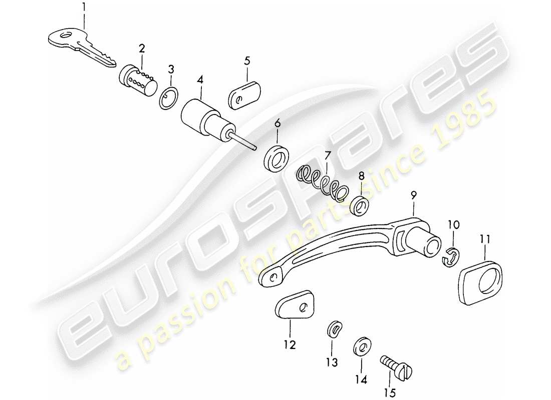 porsche 1963 (356b/356c) maniglia della portiera, parti esterne e singole schema delle parti