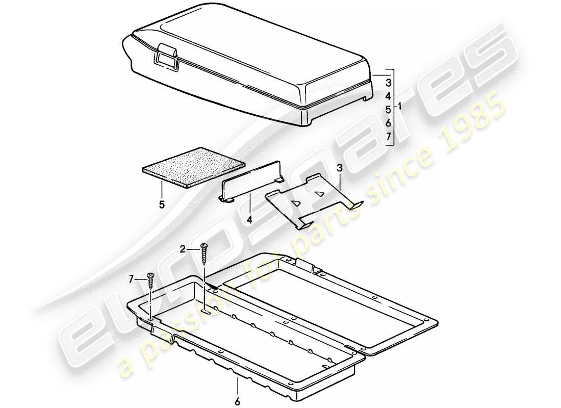 porsche 1987 (924s) supporto cassetta schema delle parti