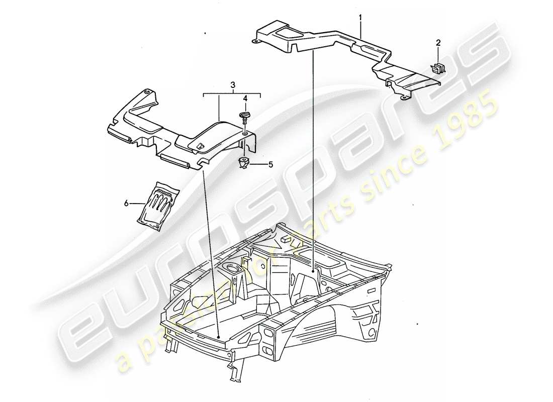 porsche 1994 (968) rivestimento - vano motore - d >> - mj 1993 schema delle parti