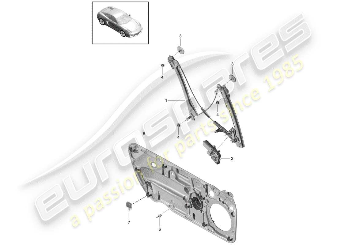 porsche 2014 (981 cayman) regolatore della finestra diagramma delle parti