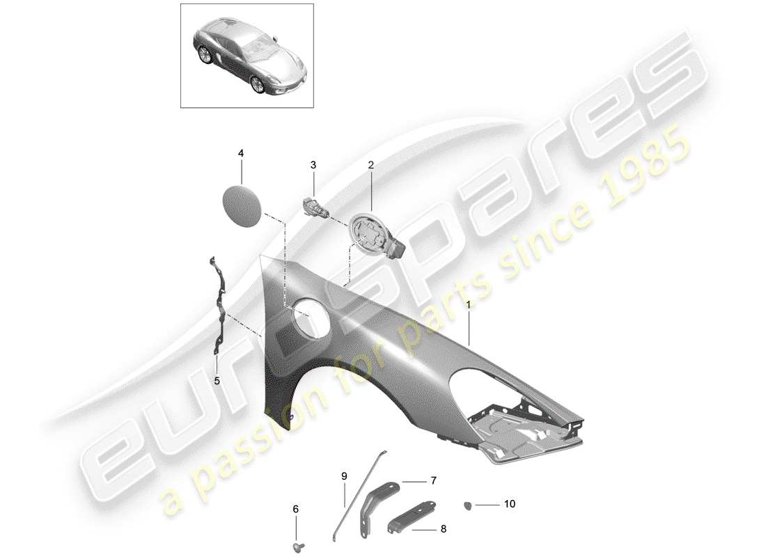porsche 2016 (981 cayman) parafango diagramma delle parti