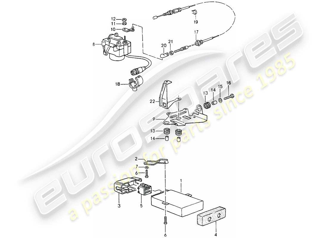 porsche 1992 (964) sistema di controllo della velocità di crociera diagramma delle parti
