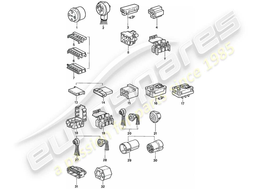 porsche 1985 (911) alloggiamento del connettore diagramma delle parti