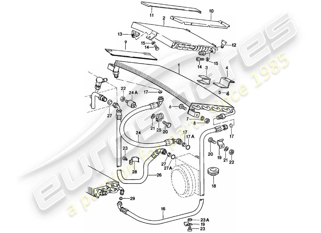 porsche 1983 (911) condensatore - linea refrigerante - accessori e altri schema parte