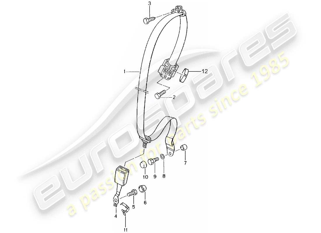 porsche 2001 (996) cintura di sicurezza a tre punti diagramma delle parti