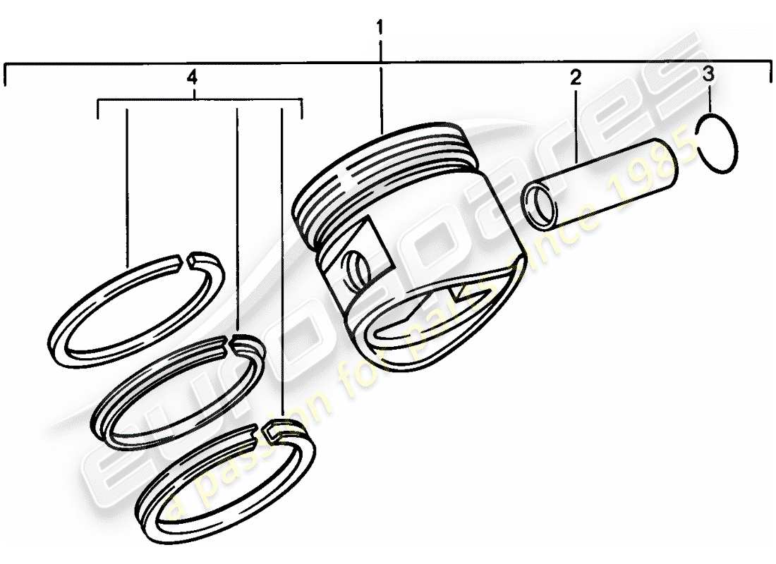 porsche 1983 (944) pistone - segmenti pistone diagramma delle parti